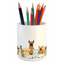 Funny Pet Breeds Cartoon Pencil Pen Holder