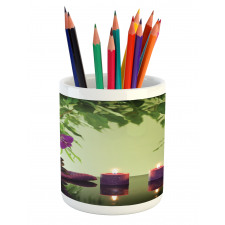 Spa Candles Orchids Bloom Pencil Pen Holder