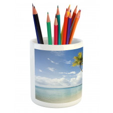 Tropical Beach and Palm Leaves Pencil Pen Holder