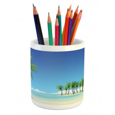 Coconut Trees in the Ocean Pencil Pen Holder