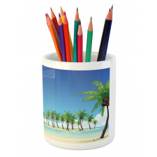 Coconut Trees in the Ocean Pencil Pen Holder