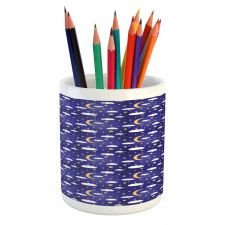 Moon Stars Dots and Clouds Art Pencil Pen Holder