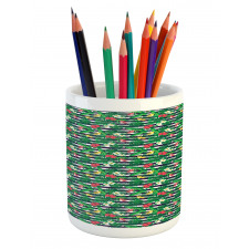 Jungle Bouquets Navy Stripes Pencil Pen Holder