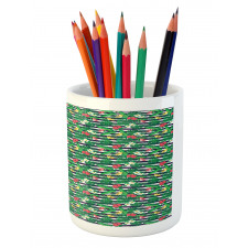 Jungle Bouquets Navy Stripes Pencil Pen Holder