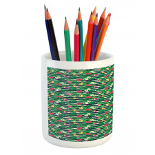 Jungle Bouquets Navy Stripes Pencil Pen Holder