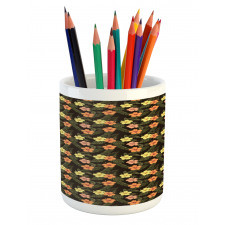 Vintage Jungle Foliage Art Pencil Pen Holder