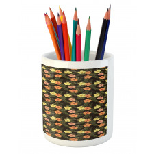 Vintage Jungle Foliage Art Pencil Pen Holder