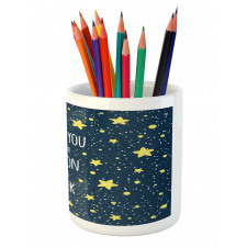 Romantic Typography Moon Star Pencil Pen Holder