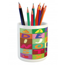 ABC and Fruits Squares Pencil Pen Holder