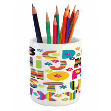 Floral Educational Letters Pencil Pen Holder