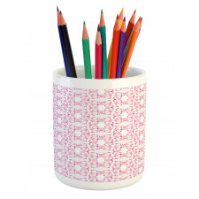 Delicate Striped Floral Pencil Pen Holder