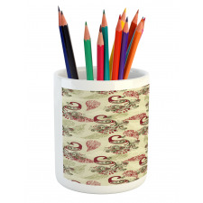 Peacocks and Snowflakes Pencil Pen Holder