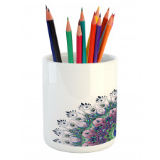 Exotic Wild Peacock Pencil Pen Holder