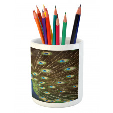 Peacock with Feathers Pencil Pen Holder