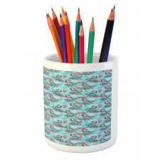 Peacocks Snowflakes Pencil Pen Holder