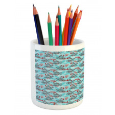 Peacocks Snowflakes Pencil Pen Holder