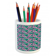 Graphical Flowers and Leaves Pencil Pen Holder