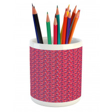 Floral Folk Art on Stripes Pencil Pen Holder