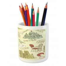 Paris Theme Elements Pencil Pen Holder