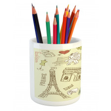 Paris Theme Elements Pencil Pen Holder