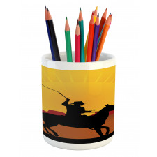 Cowboy on Horse Shade Pencil Pen Holder