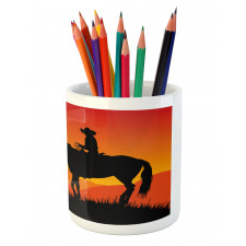 Lonely Cowboy Horseback Pencil Pen Holder