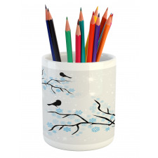 Winter Birds Stars Sky Pencil Pen Holder