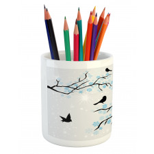 Winter Birds Stars Sky Pencil Pen Holder