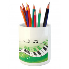 Piano Keys Green Curvy Pencil Pen Holder