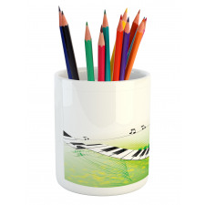 Piano Keys Green Curvy Pencil Pen Holder