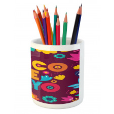 Floral Image Pencil Pen Holder