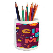 Floral Image Pencil Pen Holder