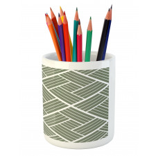 Striped Rectangular Squares Pencil Pen Holder