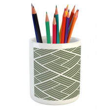 Striped Rectangular Squares Pencil Pen Holder