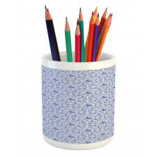 Birds and Flowers Porcelain Pencil Pen Holder