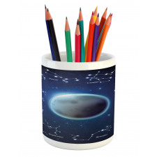 Zodiac Signs Around Moon Pencil Pen Holder