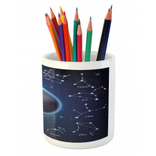 Zodiac Signs Around Moon Pencil Pen Holder