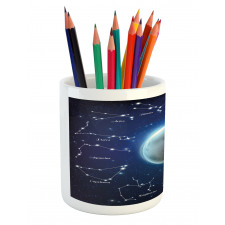 Zodiac Signs Around Moon Pencil Pen Holder