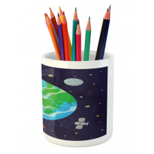 Celestial Cartoon Earth Pencil Pen Holder