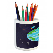 Celestial Cartoon Earth Pencil Pen Holder