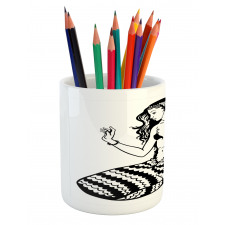 Fish Tailed Young Girl Pencil Pen Holder