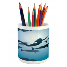 Mermaid and Dolphins Pencil Pen Holder