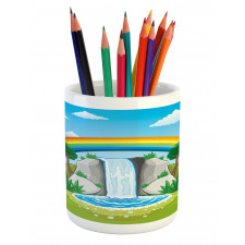 Waterfall and Rainbow Cartoon Pencil Pen Holder