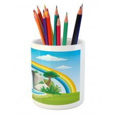 Waterfall and Rainbow Cartoon Pencil Pen Holder