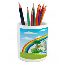 Waterfall and Rainbow Cartoon Pencil Pen Holder