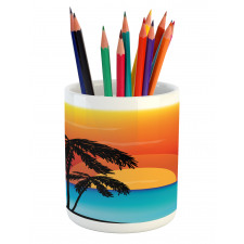 Sunset Trees and an Ocean Pencil Pen Holder