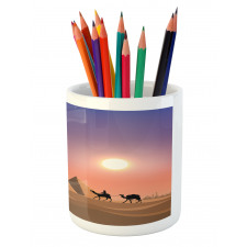 Caravan Camels Desert Scene Pencil Pen Holder