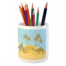 Trees and Camels on a Desert Pencil Pen Holder