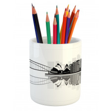 Monochrome Sydney Skyline Pencil Pen Holder