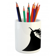 Black and White Singer Woman Pencil Pen Holder